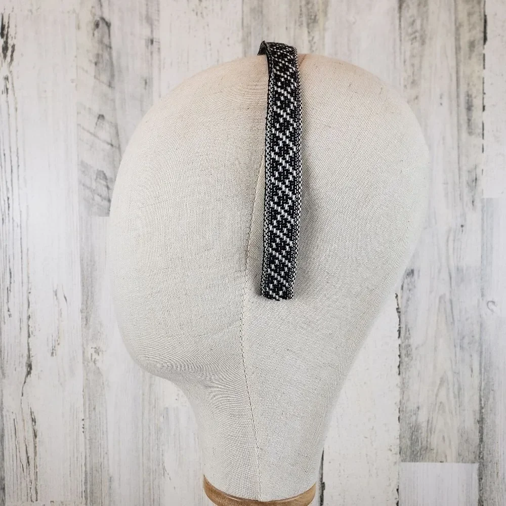 Black And White Embroidered Headband